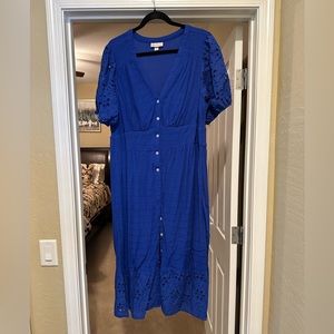 Royal blue eyelet detail midi dress by Knox Rose size XXL